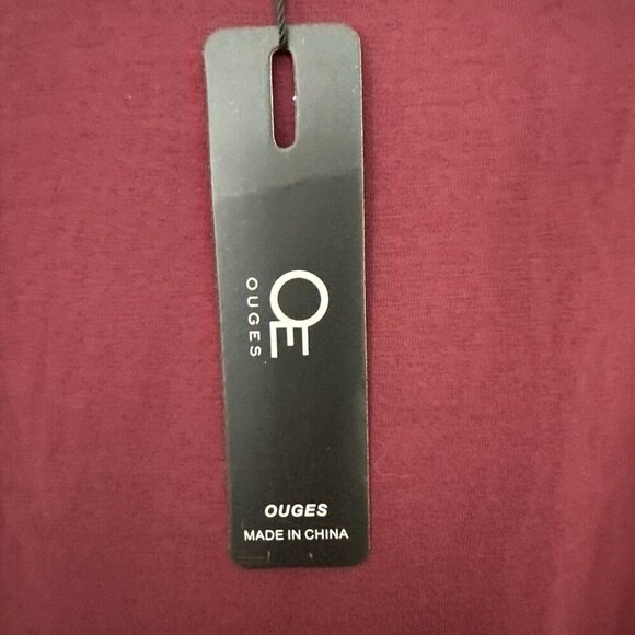 OUGES Womens Shift Dress V Neck Button Front Burgundy Pockets Size XXL NEW - Picture 7 of 9